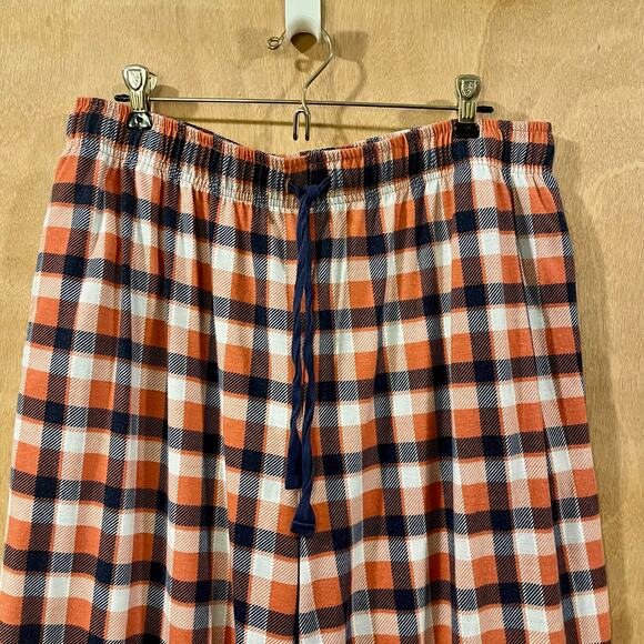 Cuddle Duds Men's Pajama Pants, Size XL. Cozy Plaid, Orange & Blue - Picture 3 of 7